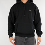 Felpa Nero con cappuccio in tessuto felpato con logo iconico SH8863 031 LACOSTE 
