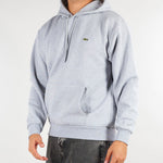 Felpa Grigio con cappuccio in tessuto felpato e logo iconico SH8863 CCA LACOSTE 