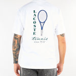 T-shirt Bianco in cotone con stampa tennis e ricamo TH2430 001 LACOSTE 