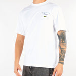 T-shirt Bianco in cotone con stampa tennis e ricamo TH2430 001 LACOSTE 