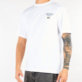 T-shirt Bianco in cotone con stampa tennis e ricamo TH2430 001 LACOSTE 