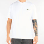 T-shirt Bianco in cotone con logo TH7318 001 LACOSTE 