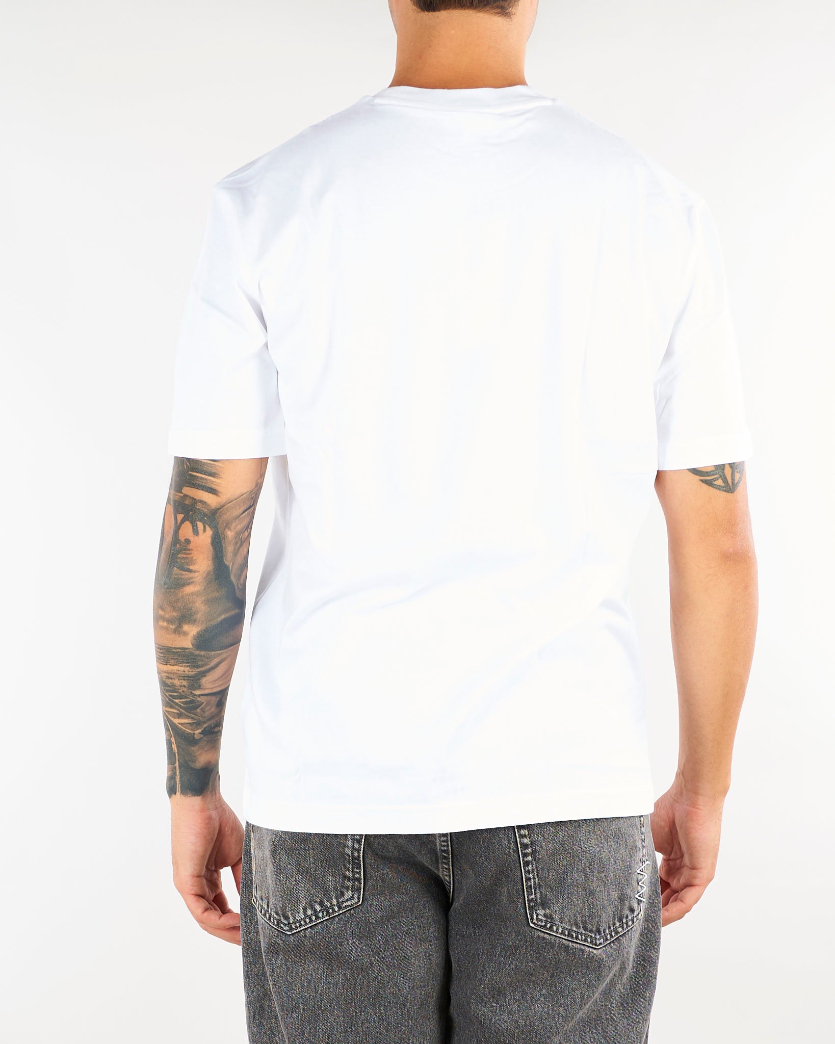 T-shirt Bianco in cotone con logo TH7318 001 LACOSTE 