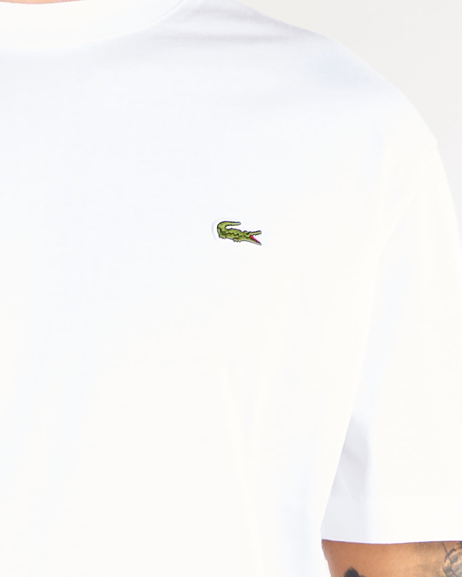 T-shirt Bianco in cotone con logo TH7318 001 LACOSTE 
