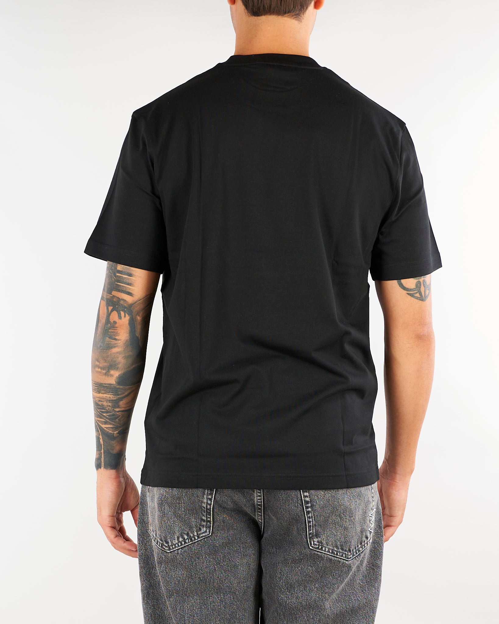T-shirt Nero in cotone con logo TH7318 031 LACOSTE 