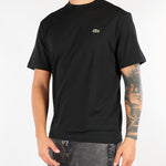 T-shirt Nero in cotone con logo TH7318 031 LACOSTE 