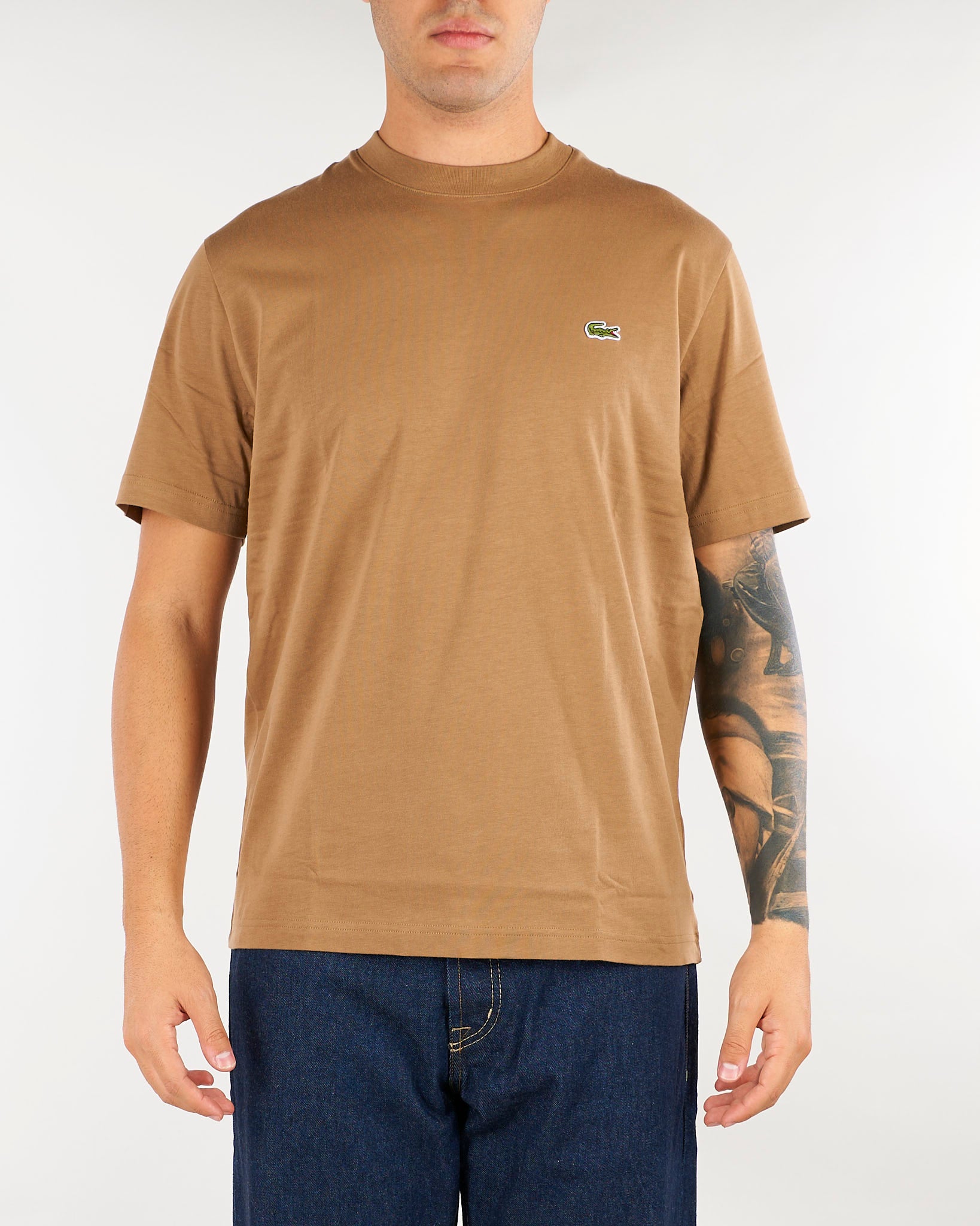 T-shirt Cammello in cotone con logo TH7318 SIX LACOSTE 