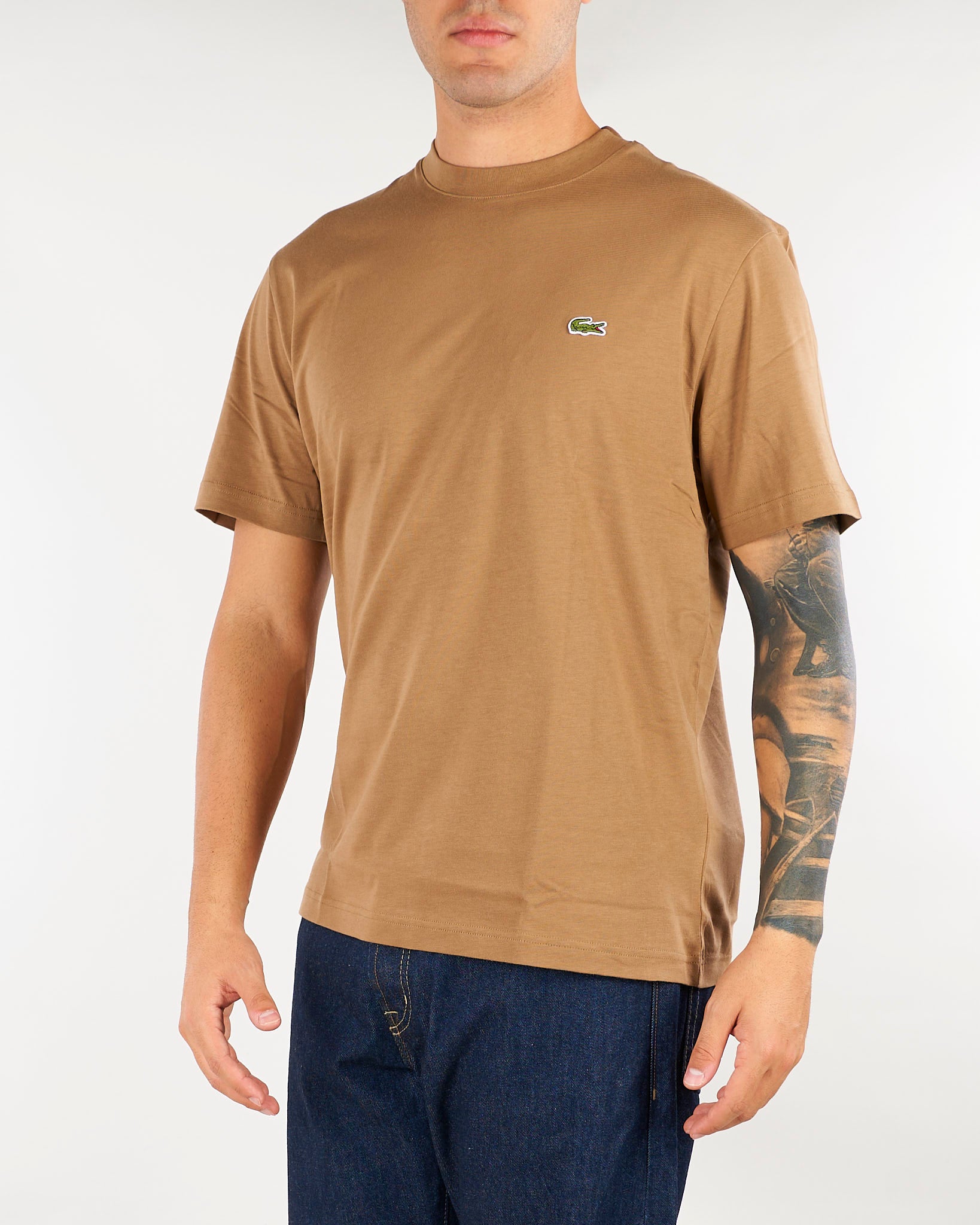 T-shirt Cammello in cotone con logo TH7318 SIX LACOSTE 