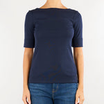 Maglia Blu con scollo a barca stretch 200654963 079 LAUREN RALPH LAUREN 