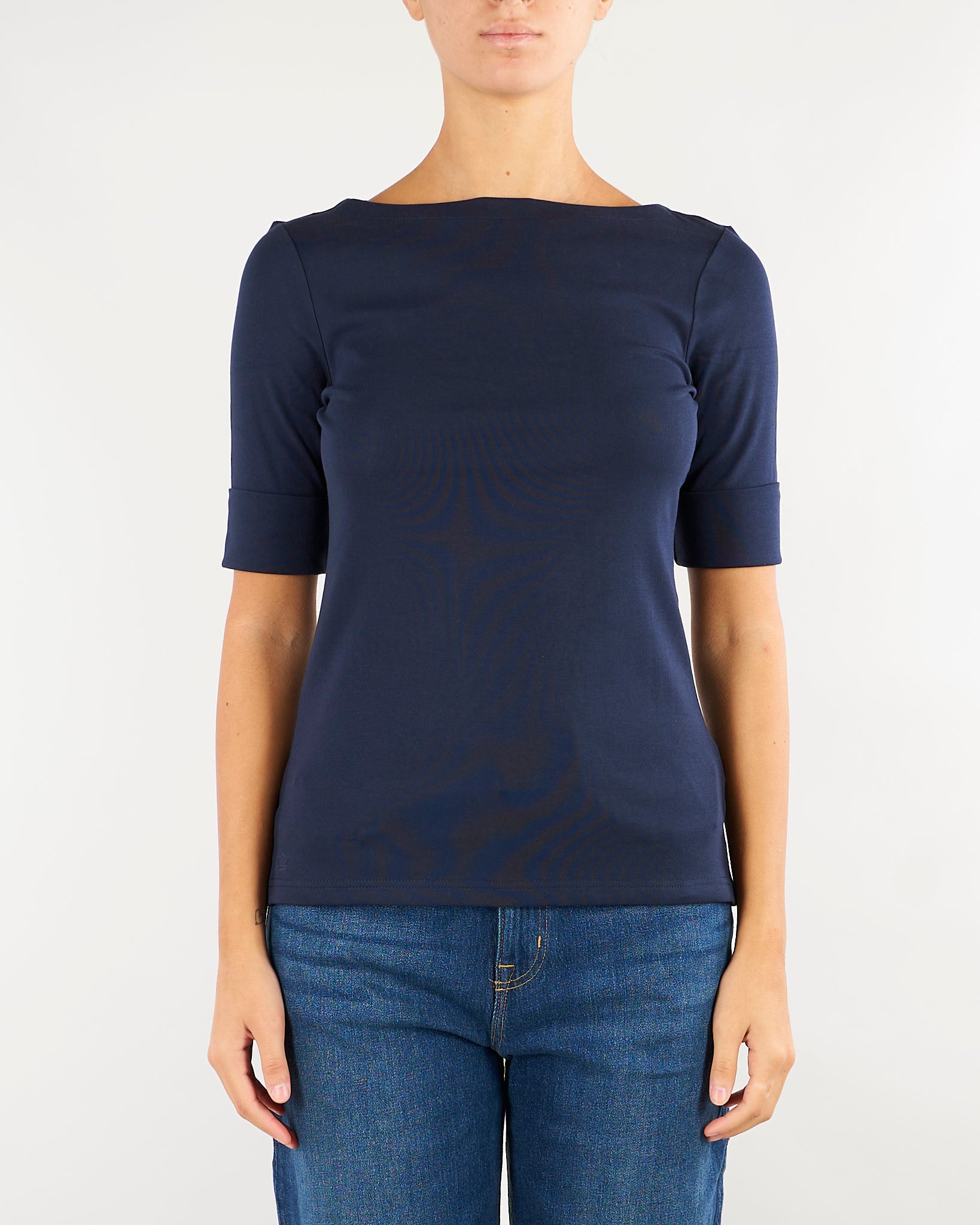 Maglia Blu con scollo a barca stretch 200654963 079 LAUREN RALPH LAUREN 