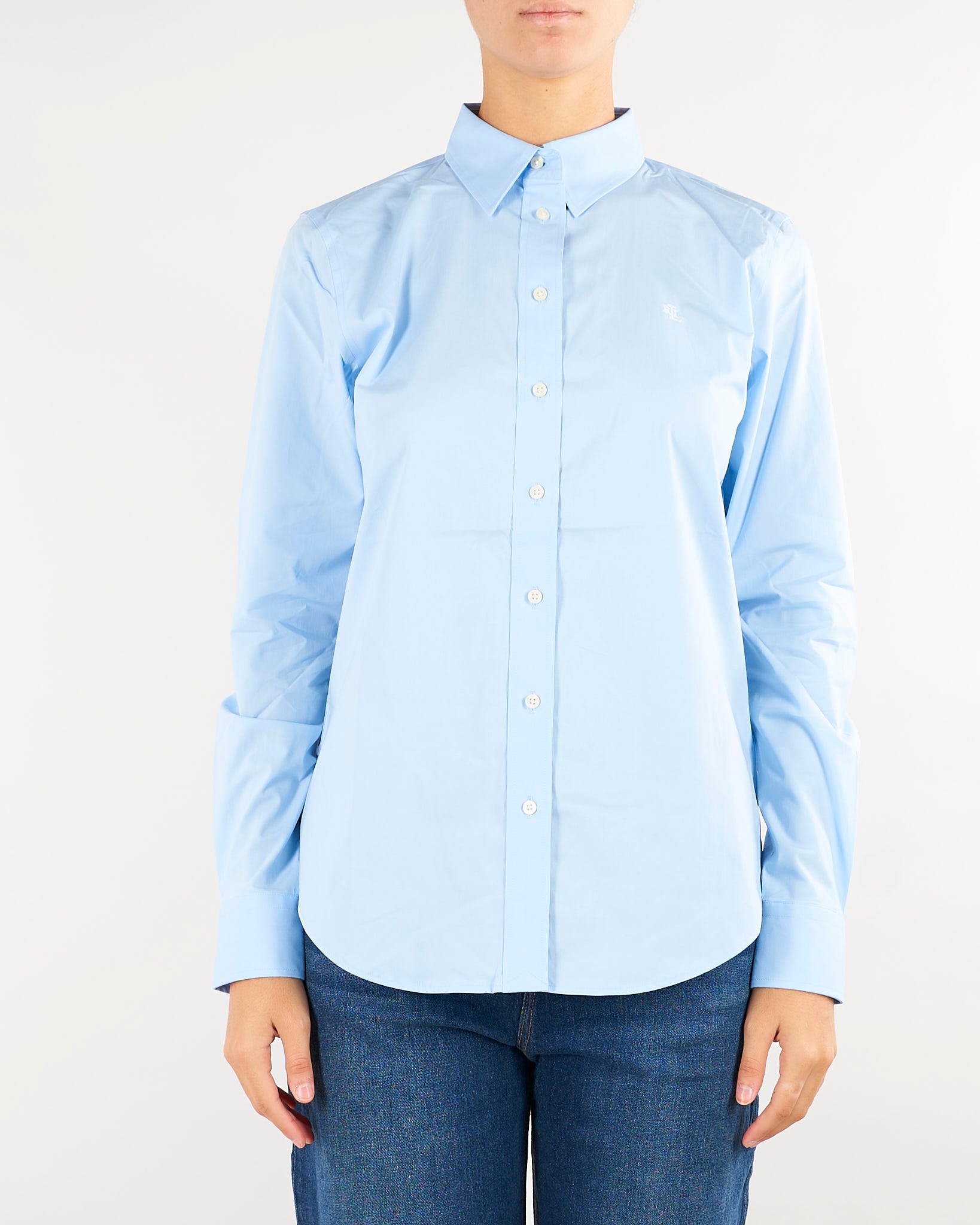 Camicia Azzurro in cotone stretch con logo 200684553 002 LAUREN RALPH LAUREN 