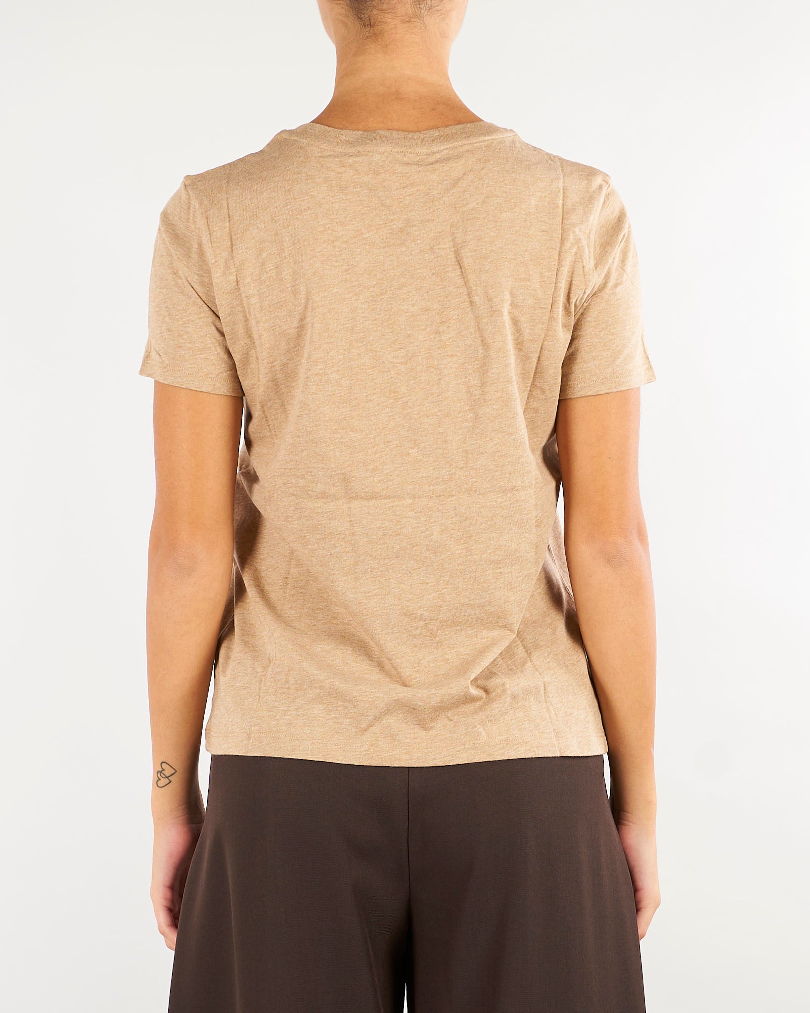 T-shirt Cammello in jersey mélange con logo ricamato 200B27405 001 LAUREN RALPH LAUREN 
