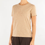 T-shirt Cammello in jersey mélange con logo ricamato 200B27405 001 LAUREN RALPH LAUREN 