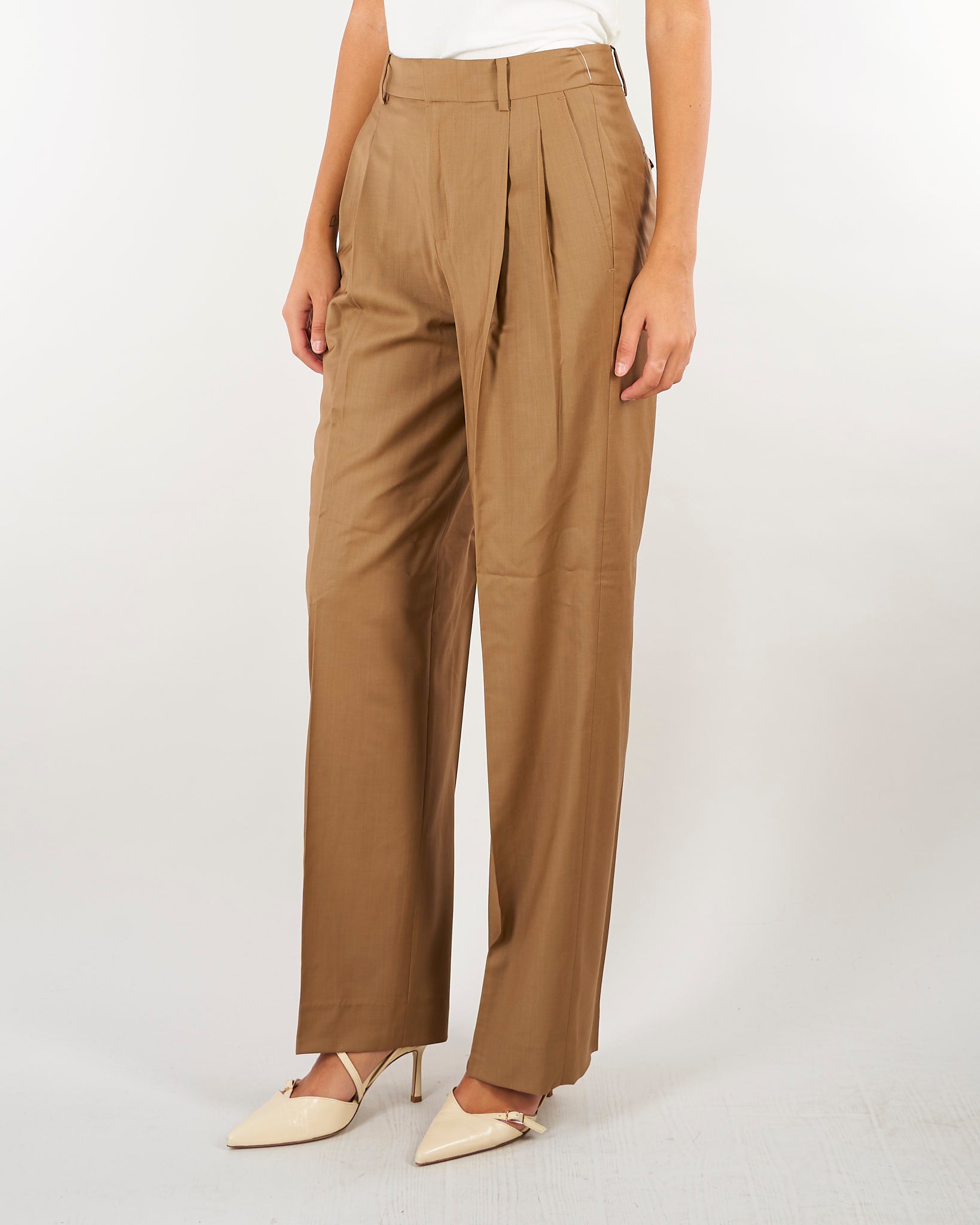Pantaloni Camel in lana con pieghe 200B27625 001 LAUREN RALPH LAUREN 