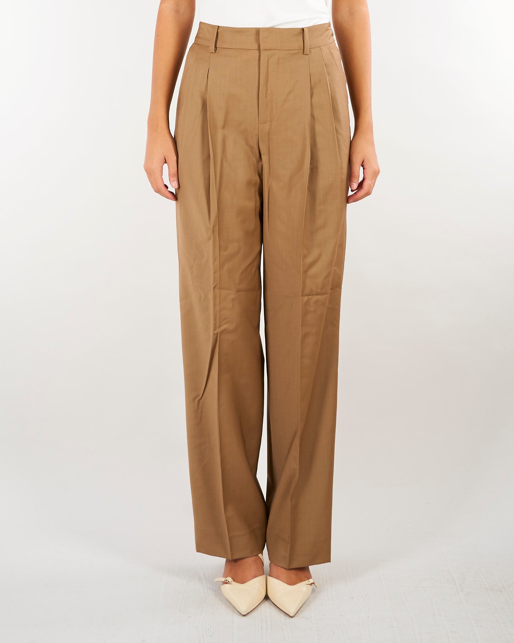 Pantaloni Camel in lana con pieghe 200B27625 001 LAUREN RALPH LAUREN 
