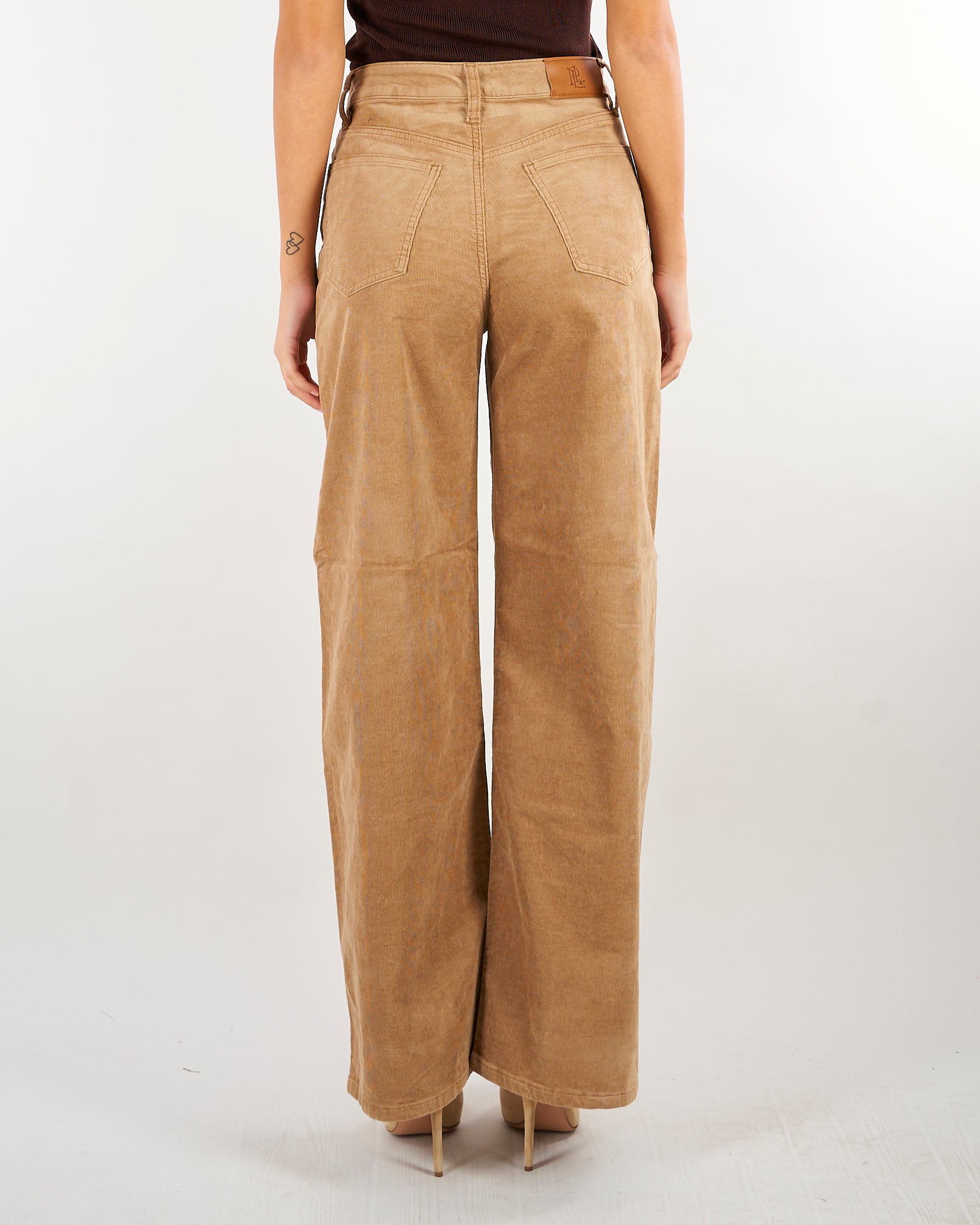 Pantaloni Camel dritti a vita alta in velluto a coste 200B34256 004 LAUREN RALPH LAUREN 
