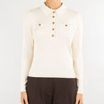 Maglia polo Burro a coste a maniche lunghe 200P03459 003 LAUREN RALPH LAUREN 