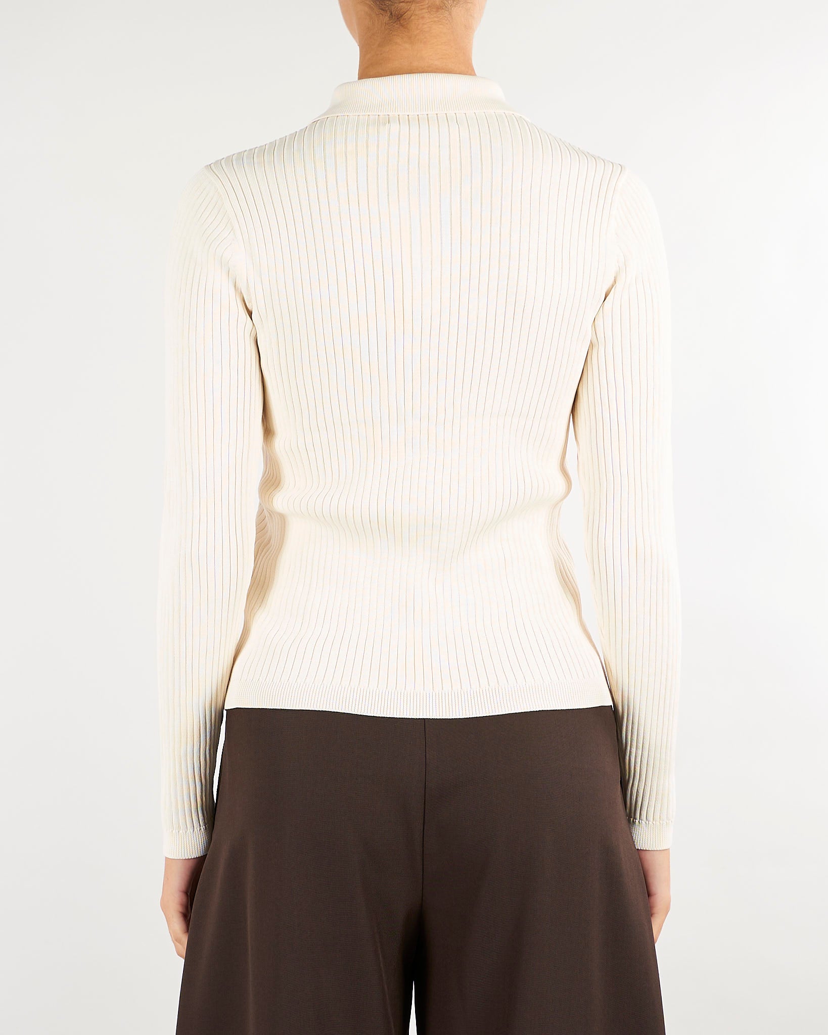 Maglia polo Burro a coste a maniche lunghe 200P03459 003 LAUREN RALPH LAUREN 