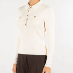 Maglia polo Burro a coste a maniche lunghe 200P03459 003 LAUREN RALPH LAUREN 