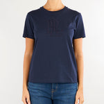 T-shirt Blu in jersey mélange con logo 200P13915 503 LAUREN RALPH LAUREN 