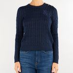 Maglia Blu lavorata a trecce con bottoni 200P14039 002 LAUREN RALPH LAUREN 