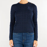 Maglia Blu lavorata a trecce con bottoni 200P14039 002 LAUREN RALPH LAUREN 