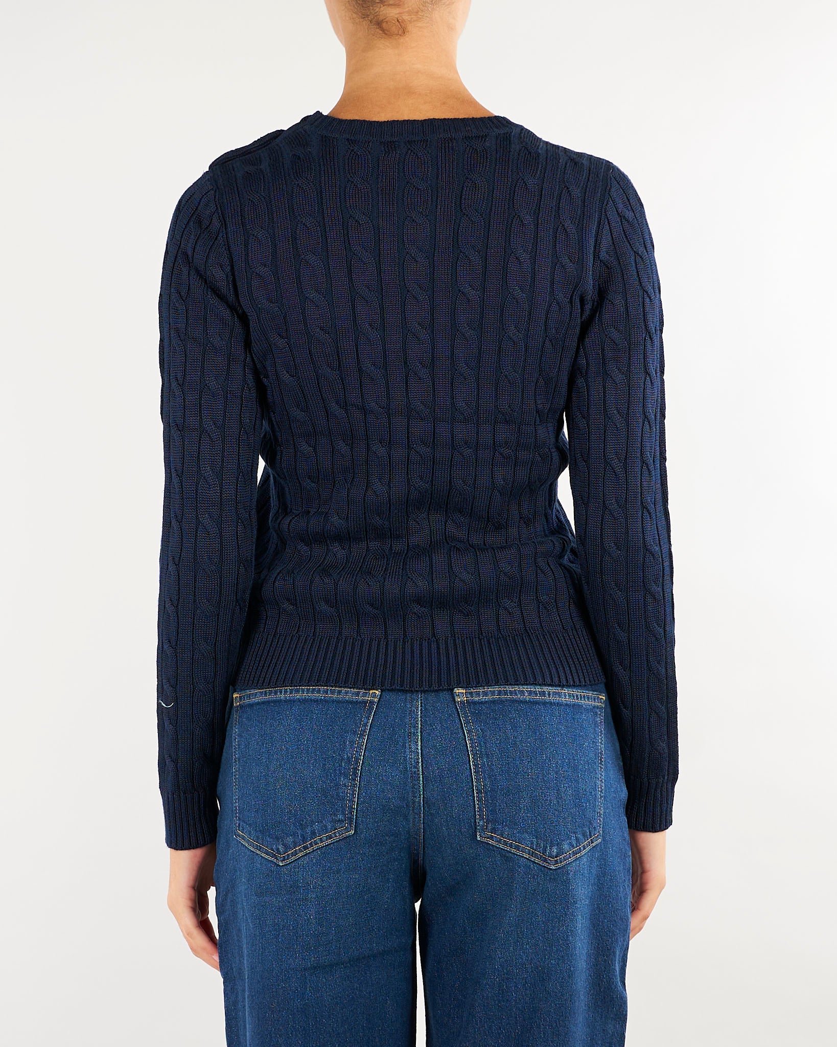 Maglia Blu lavorata a trecce con bottoni 200P14039 002 LAUREN RALPH LAUREN 