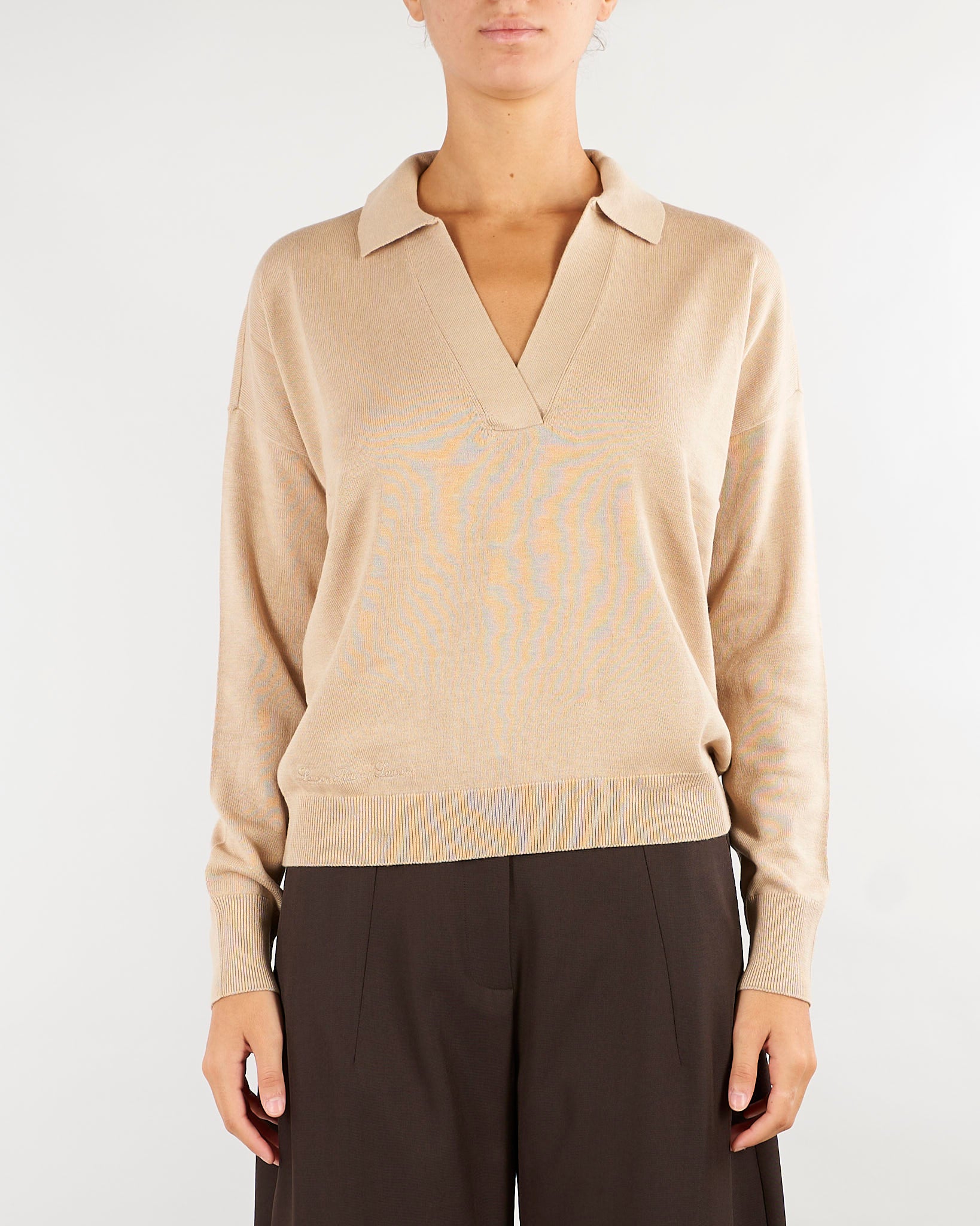 Maglia Beige polo in cotone e modal 200P14056 500 LAUREN RALPH LAUREN 