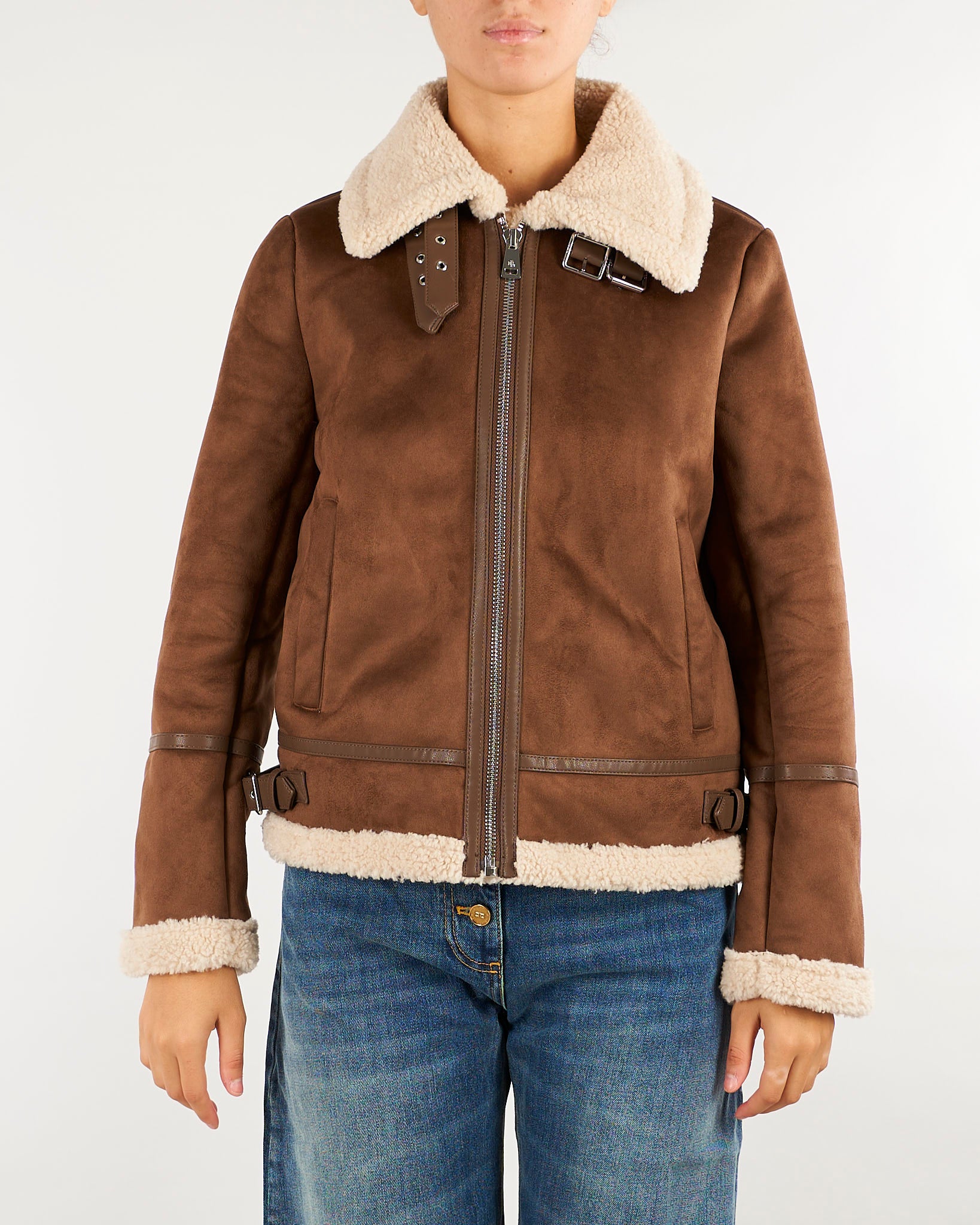 Giubbotto Camel in camoscio ecologico 297P04122 003 LAUREN RALPH LAUREN 