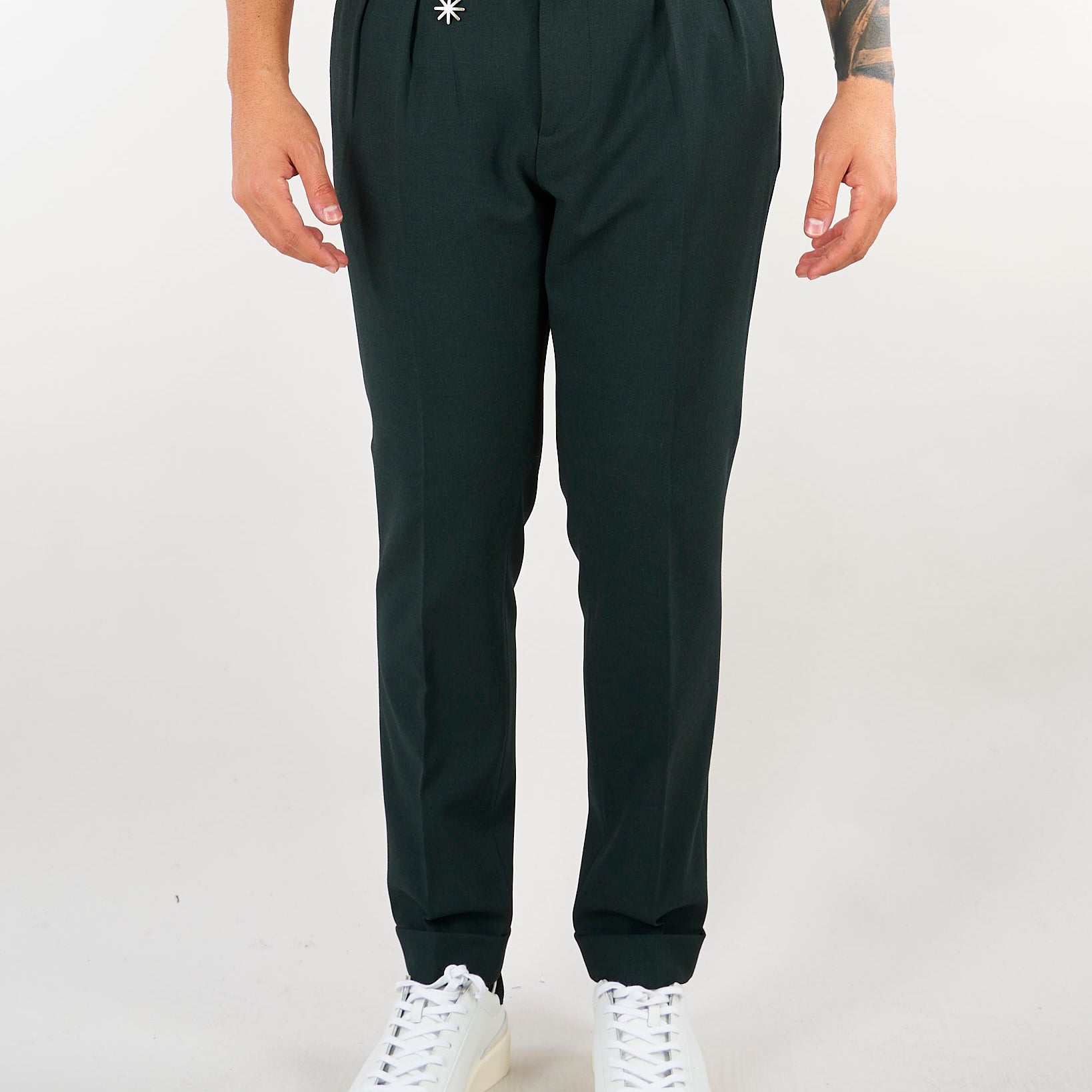 Pantalone Verde con pences 4132P1668C263749 39 MANUEL RITZ 