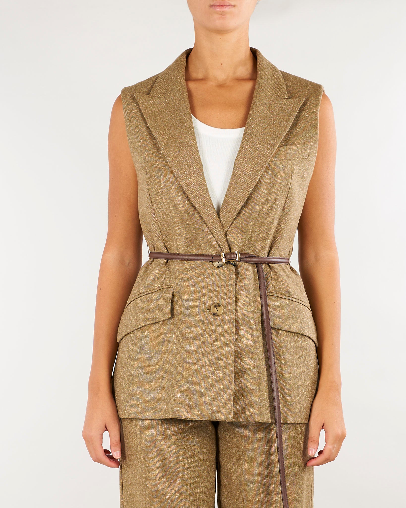 Giacca Beige smanicata in lana e seta MLLADORNI 2 MARELLA 