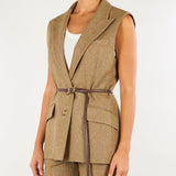 Giacca Beige smanicata in lana e seta MLLADORNI 2 MARELLA 