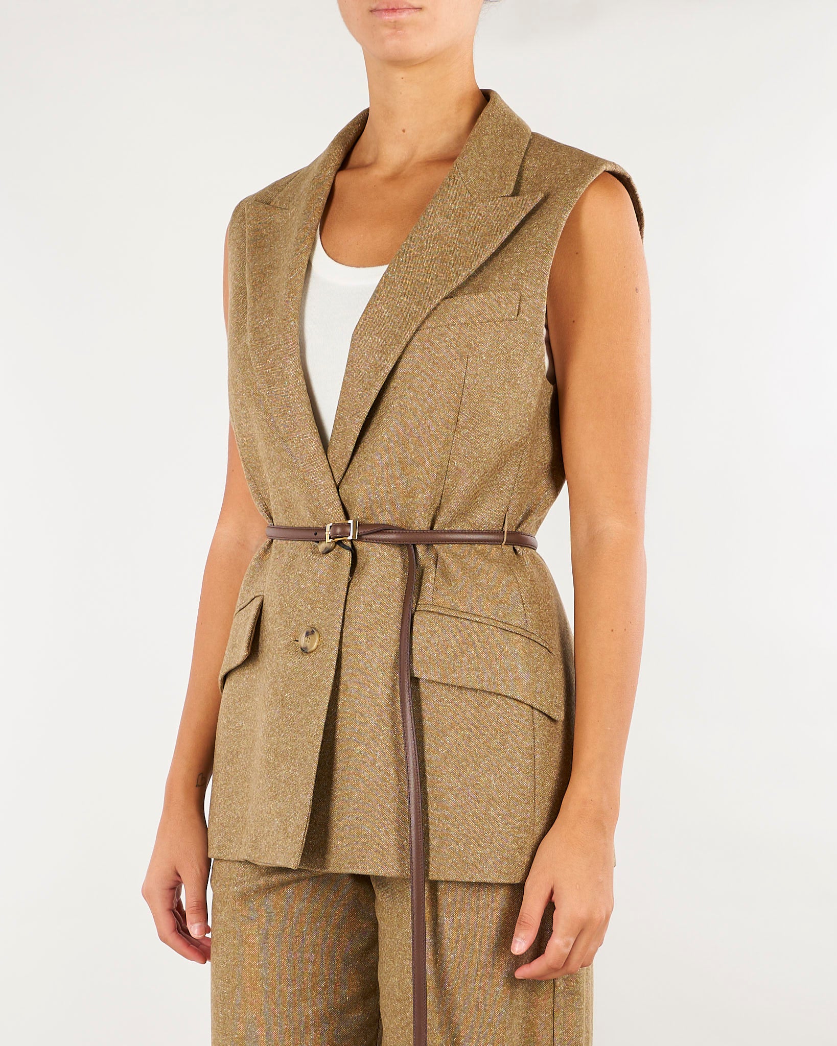 Giacca Beige smanicata in lana e seta MLLADORNI 2 MARELLA 