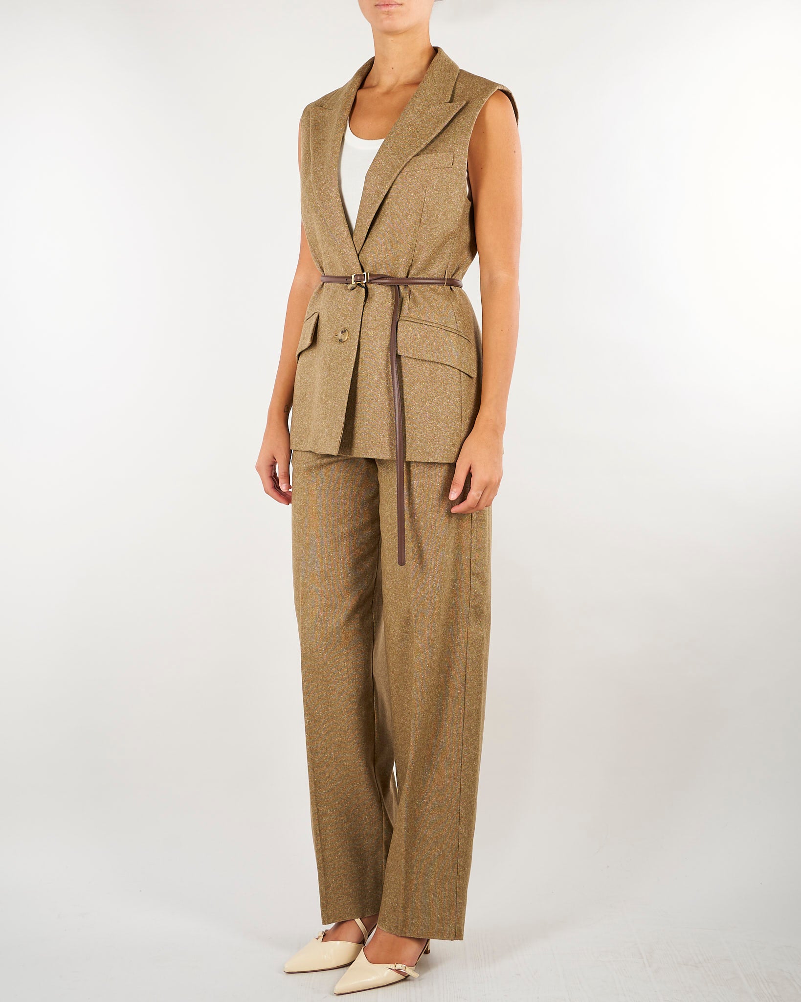 Giacca Beige smanicata in lana e seta MLLADORNI 2 MARELLA 