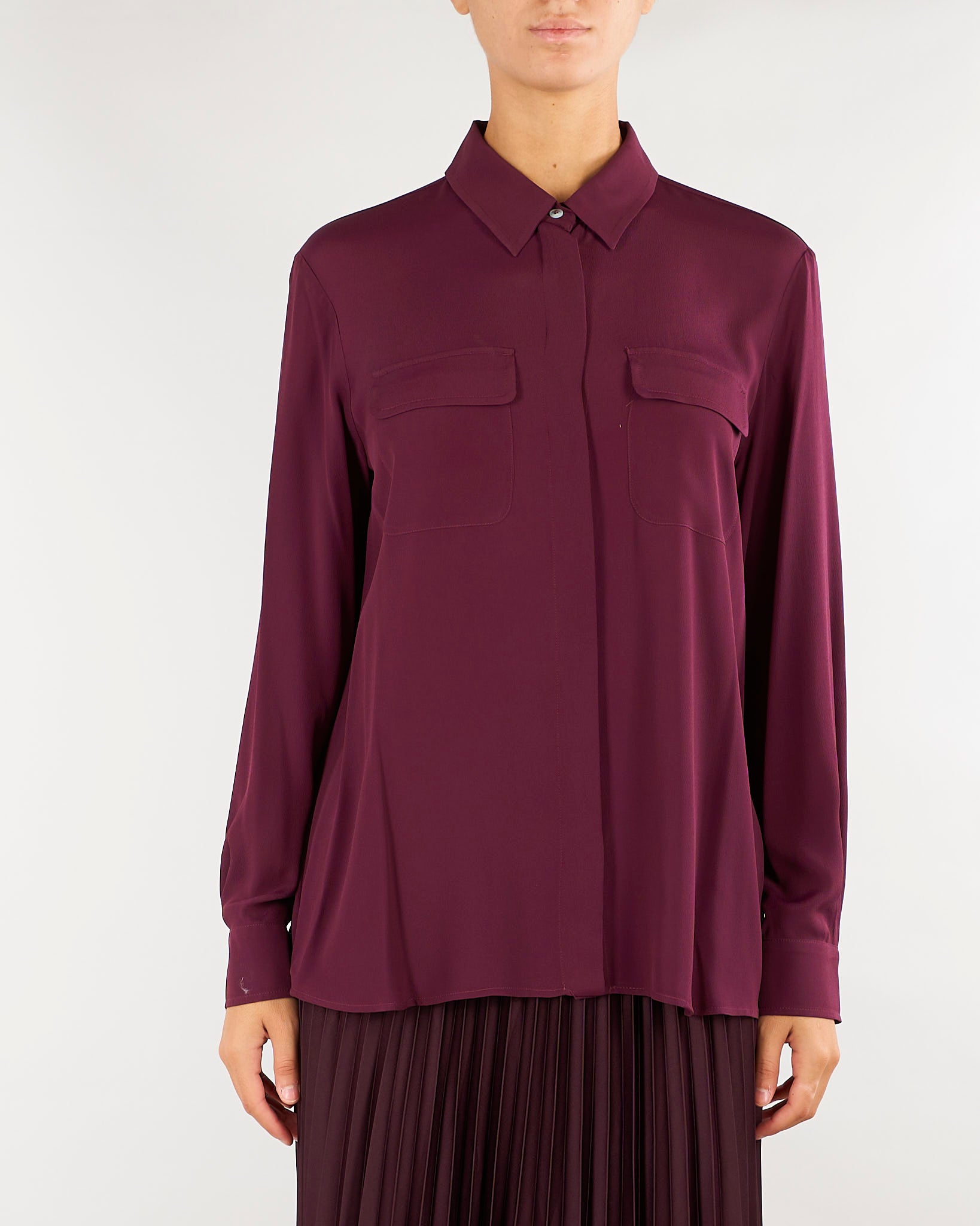 Camicia Bordeaux con taschini in misto seta MLLFESTOSO1 4 MARELLA 