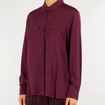Camicia Bordeaux con taschini in misto seta MLLFESTOSO1 4 MARELLA 