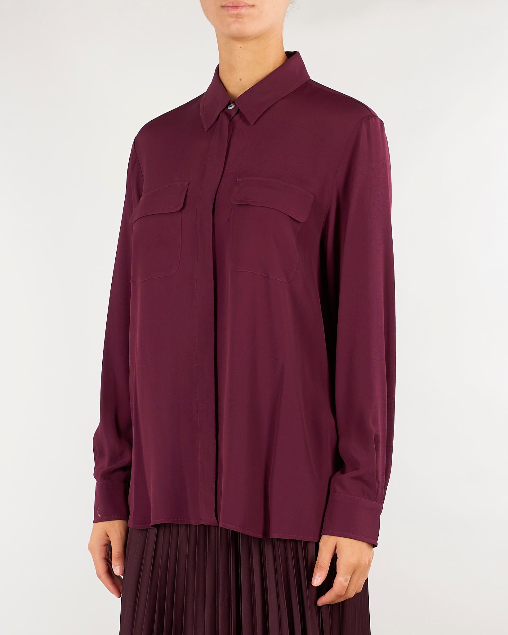 Camicia Bordeaux con taschini in misto seta MLLFESTOSO1 4 MARELLA 