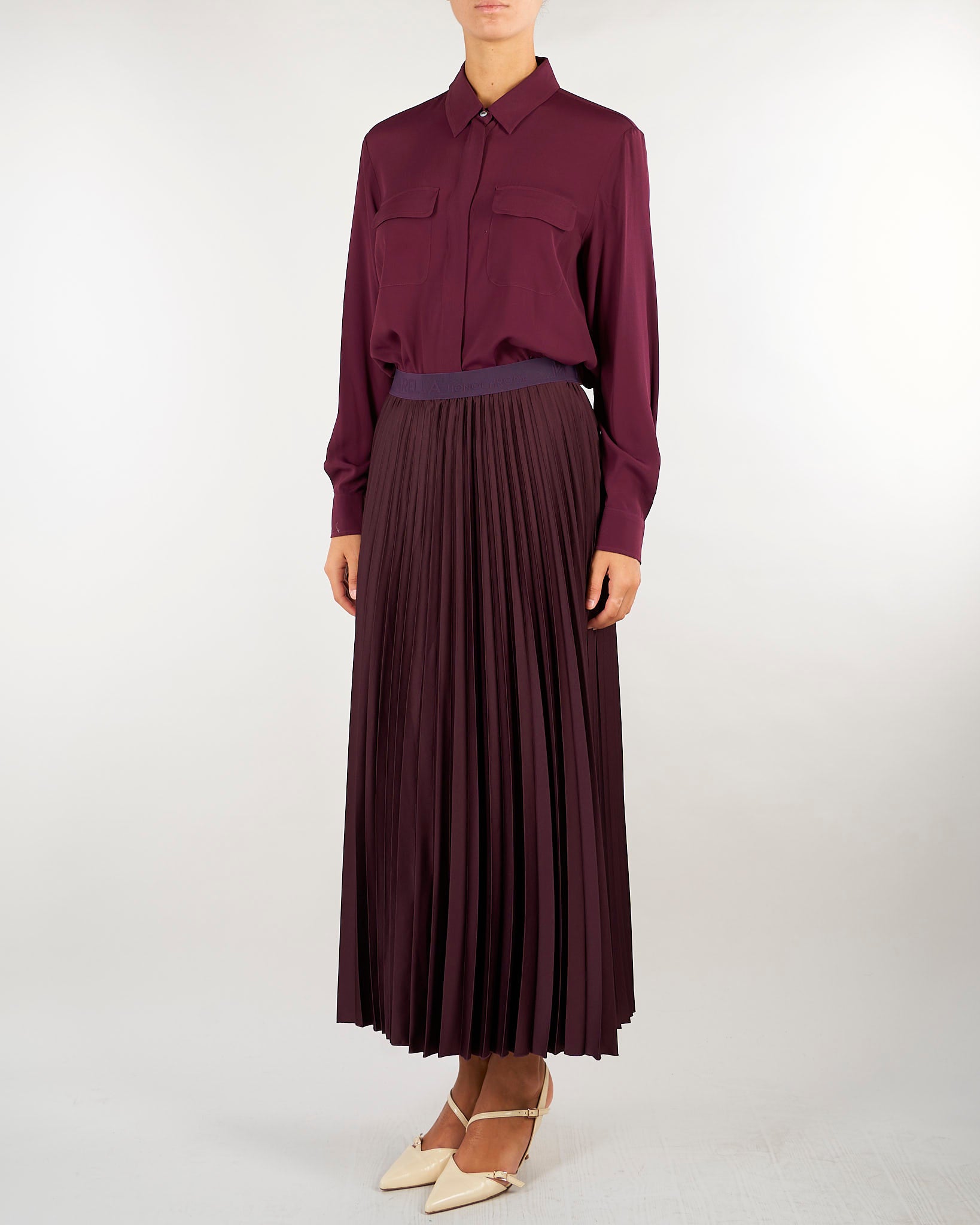 Camicia Bordeaux con taschini in misto seta MLLFESTOSO1 4 MARELLA 