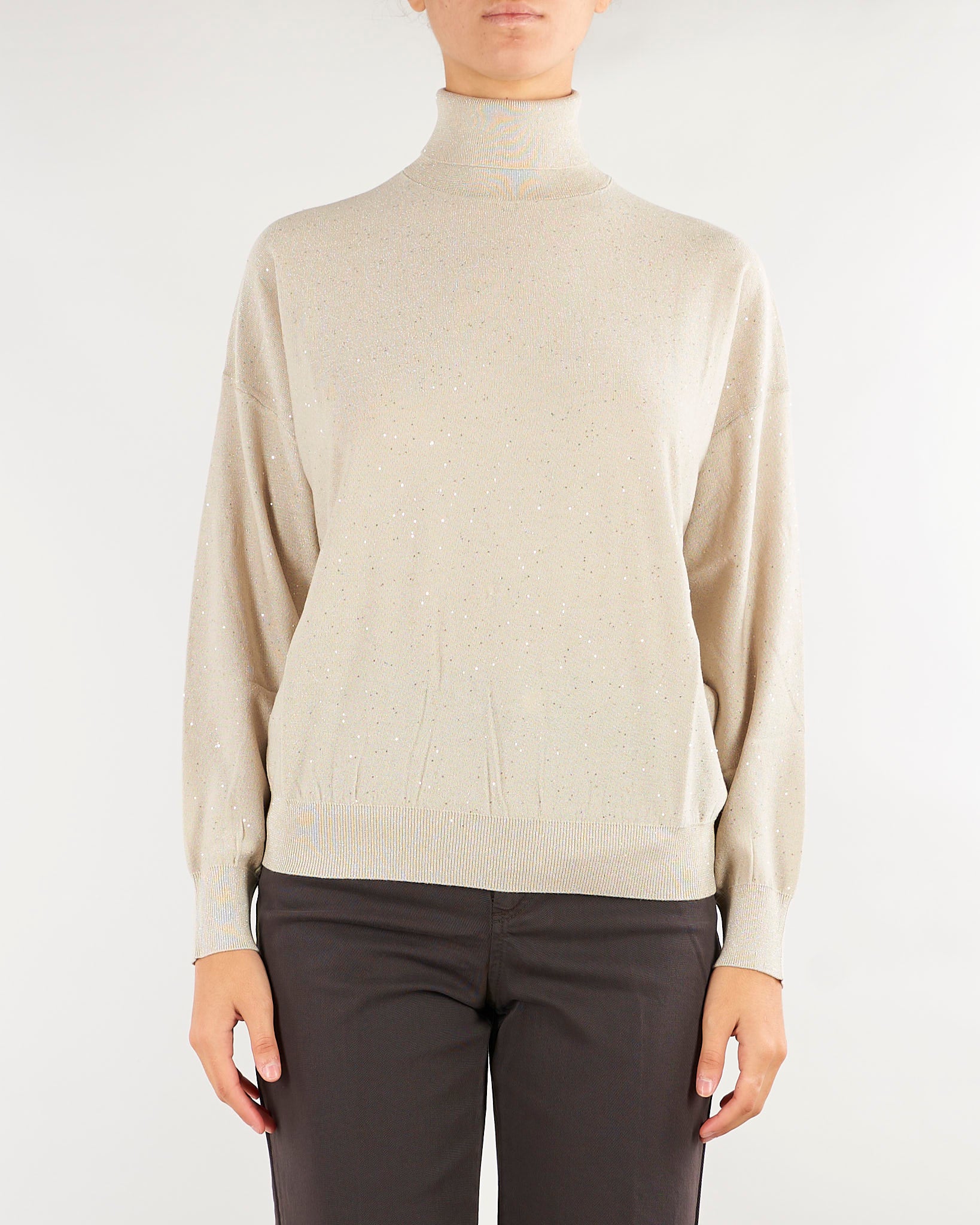 Maglia Beige a lupetto con micro paillettes MLLGESTO 1 MARELLA 