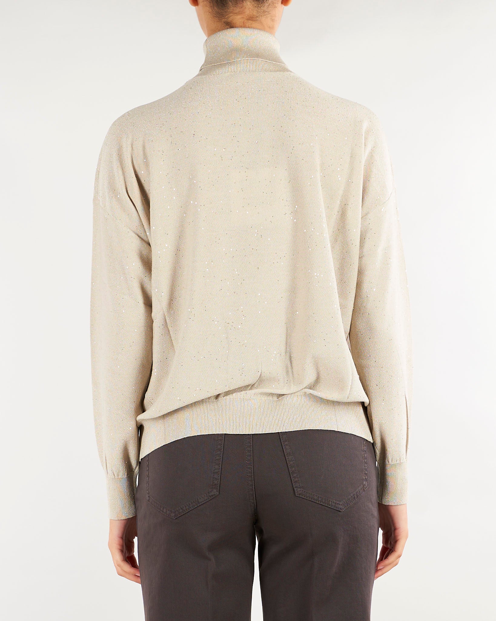 Maglia Beige a lupetto con micro paillettes MLLGESTO 1 MARELLA 