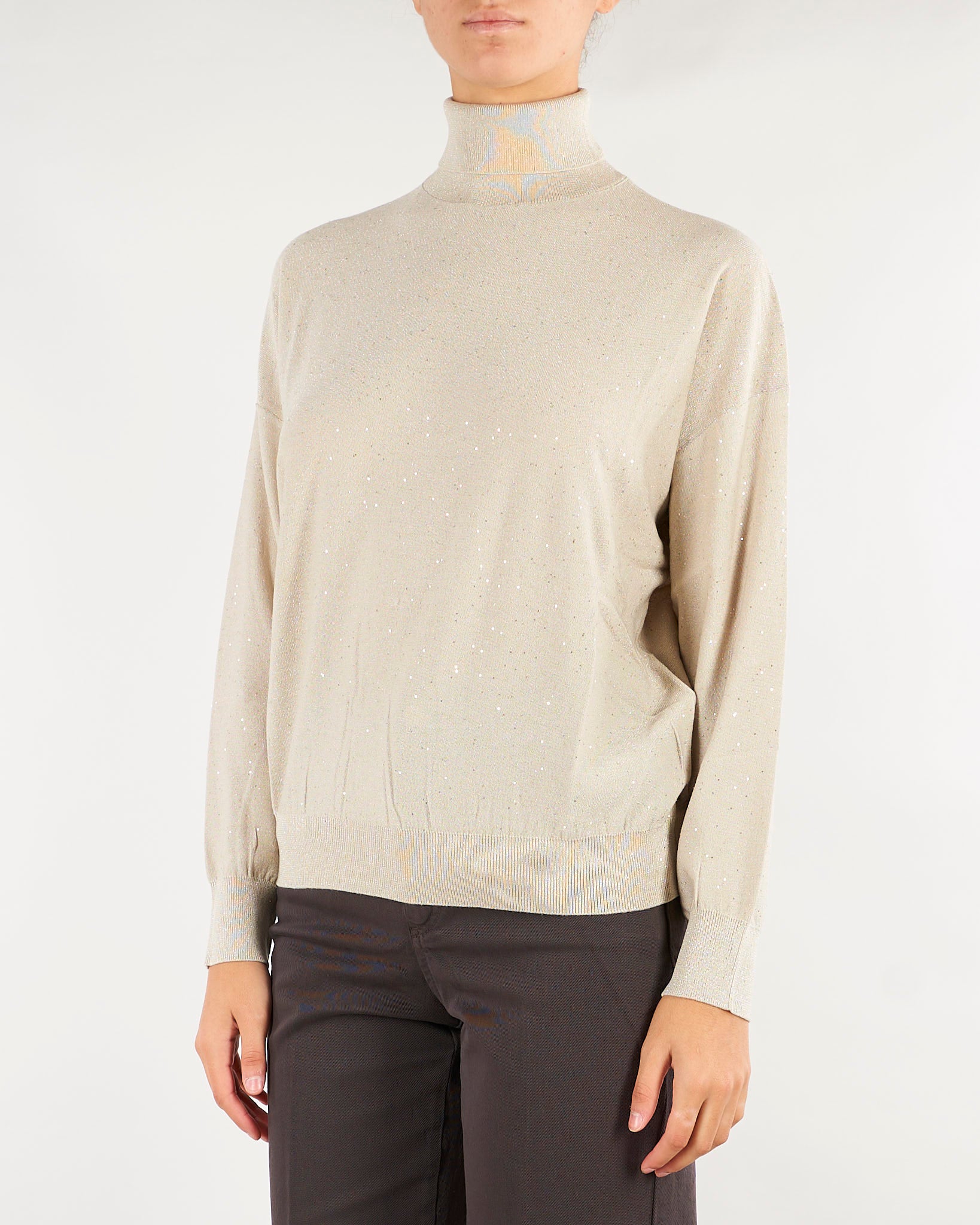 Maglia Beige a lupetto con micro paillettes MLLGESTO 1 MARELLA 