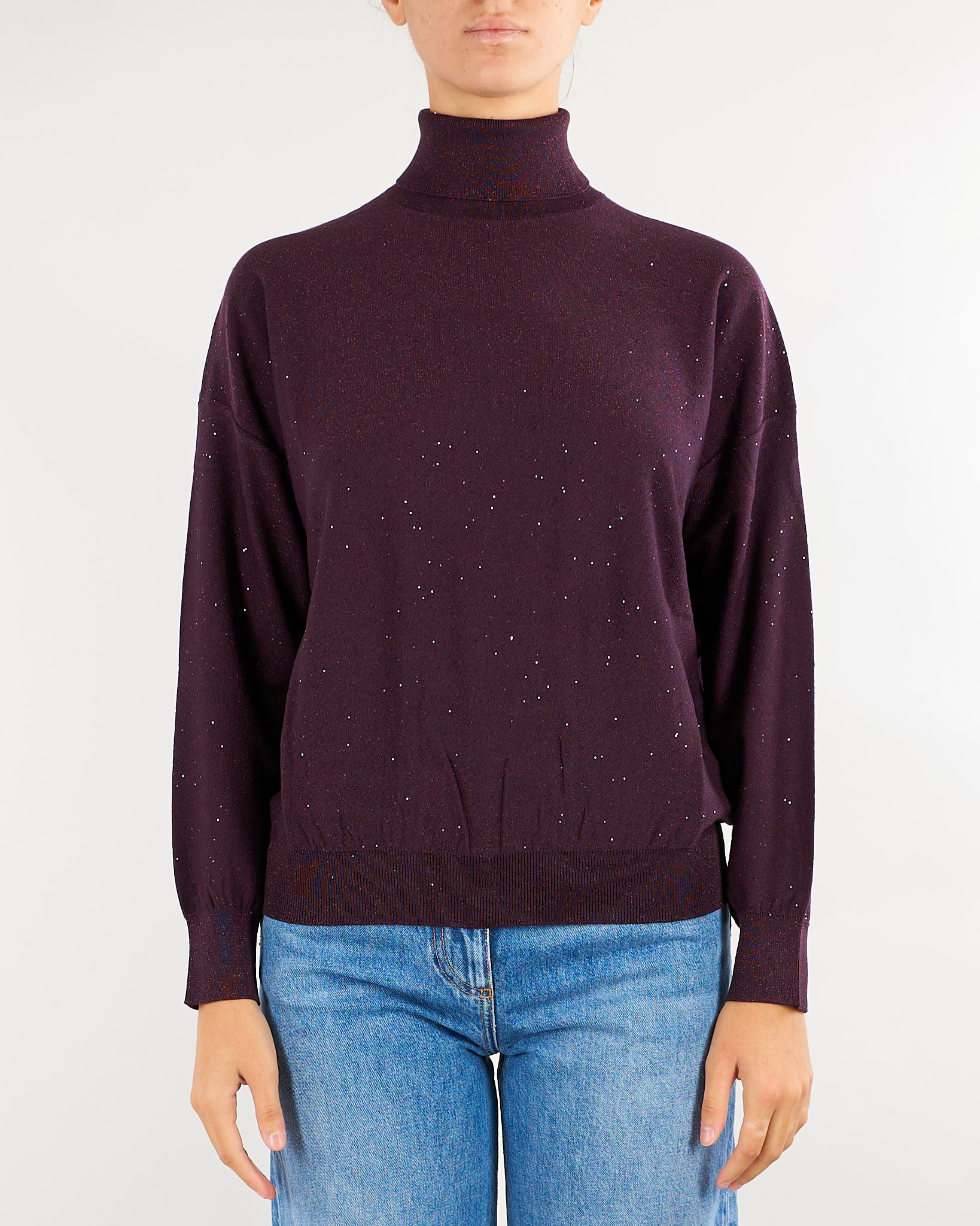 Maglia Bordeaux a lupetto con micro paillettes MLLGESTO 2 MARELLA 