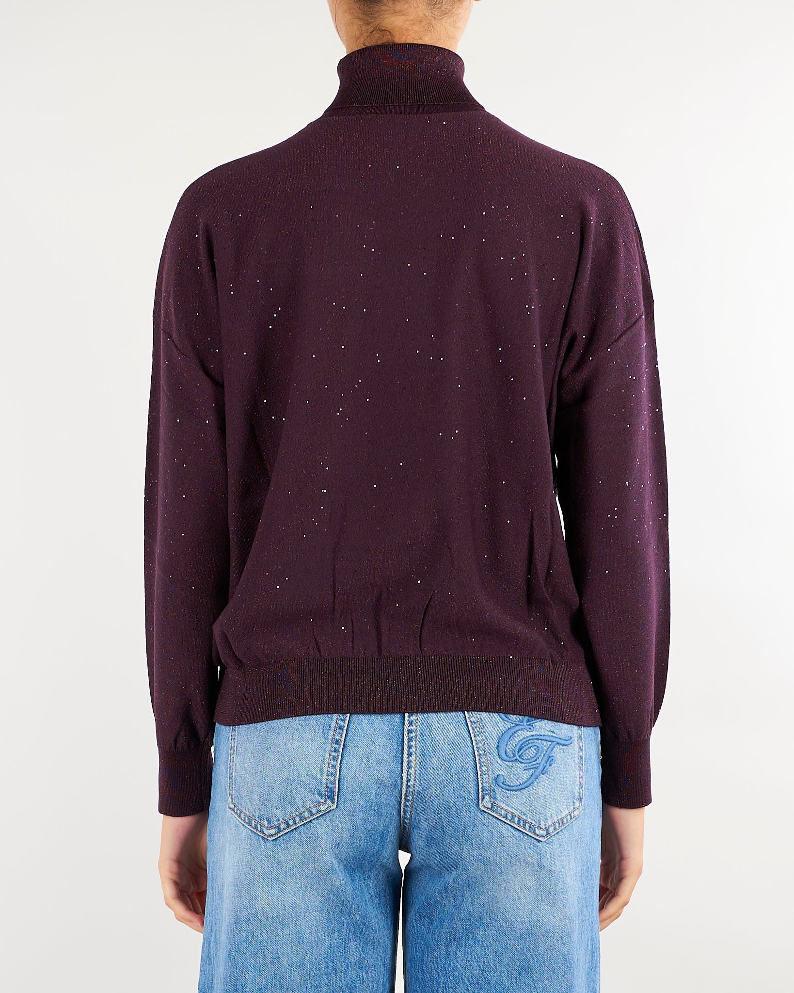 Maglia Bordeaux a lupetto con micro paillettes MLLGESTO 2 MARELLA 