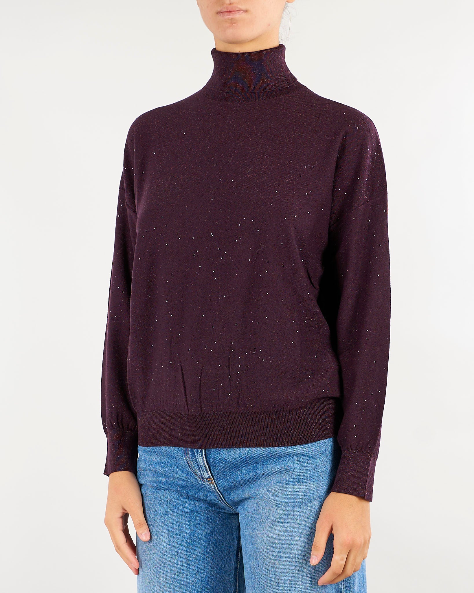 Maglia Bordeaux a lupetto con micro paillettes MLLGESTO 2 MARELLA 