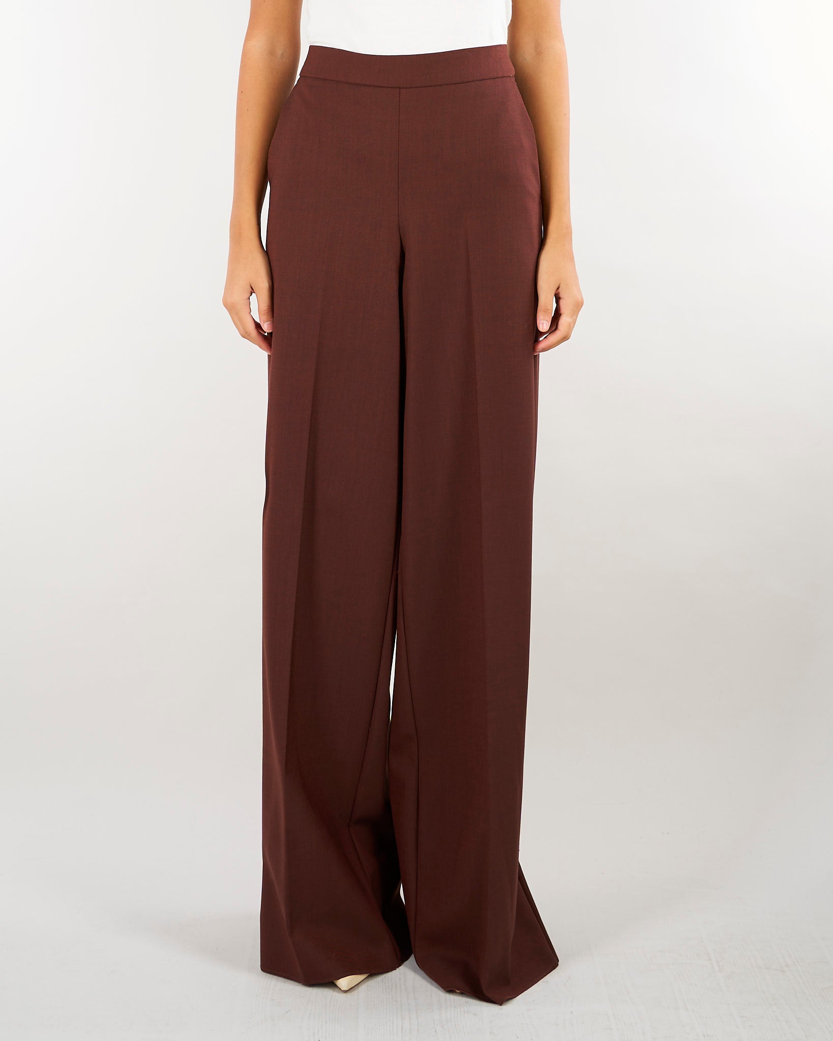 Pantalone Tabacco wide leg in twill di misto lana MLLGHINEA 4 MARELLA 