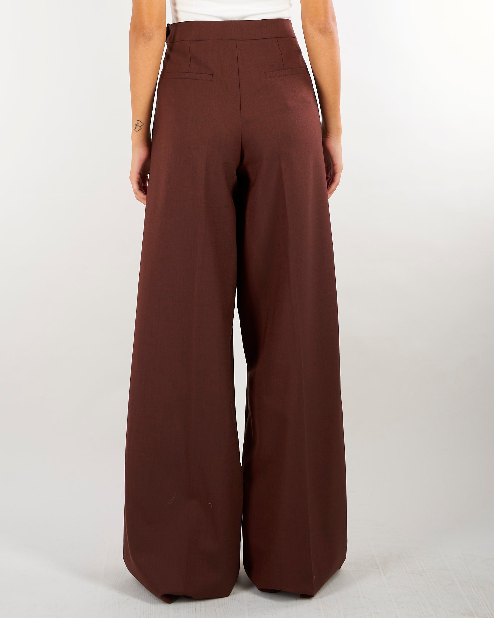Pantalone Tabacco wide leg in twill di misto lana MLLGHINEA 4 MARELLA 