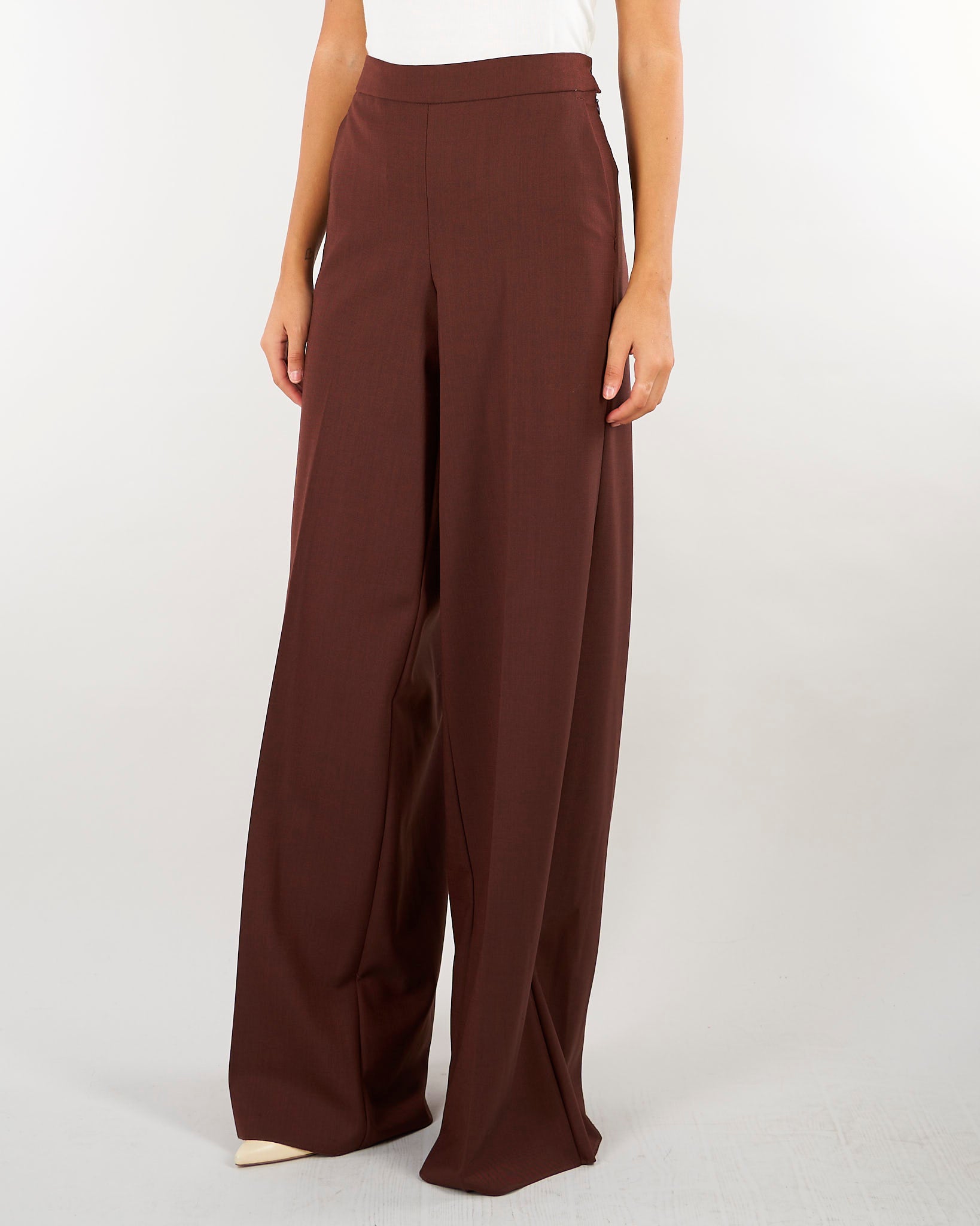 Pantalone Tabacco wide leg in twill di misto lana MLLGHINEA 4 MARELLA 