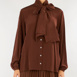 Camicia Tabacco in seta lavata con fiocco MLLMORA 4 MARELLA 