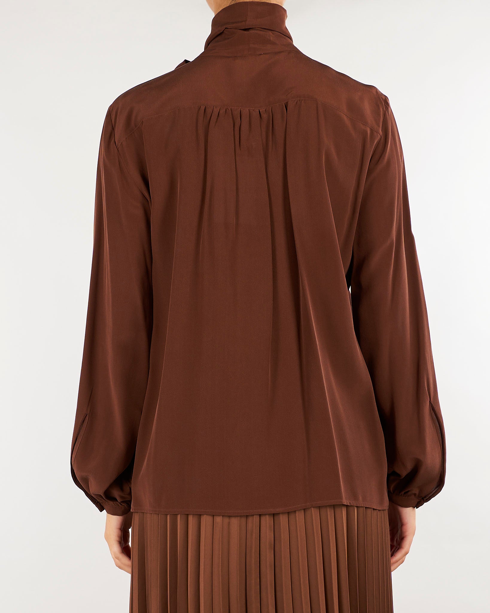 Camicia Tabacco in seta lavata con fiocco MLLMORA 4 MARELLA 
