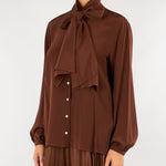Camicia Tabacco in seta lavata con fiocco MLLMORA 4 MARELLA 